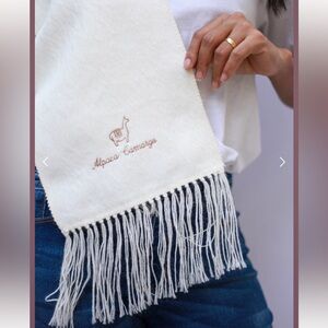 Alpaca Camargo Alpaca Wool Blend White Fringed Scarf